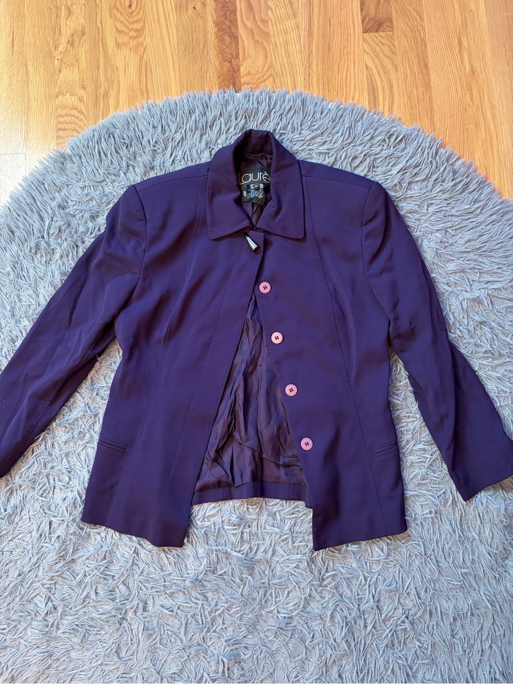 VTG Laurel By Escada Purple Women's Wool Tailored Jacket Size S